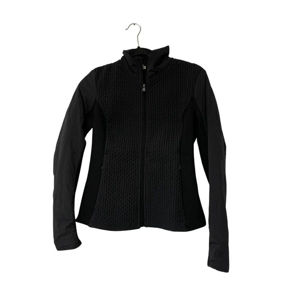 Oysho Womens Jacket Fleece lined Small Black Breathable Winter Brushed Layer NWT